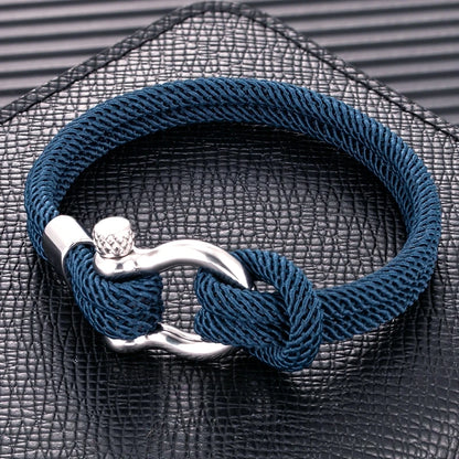 Pulsera Náutica Minimalista de Doble Hebra – Supervivencia con Cierre de Perno y Hebilla Deportiva de Acero Inoxidable Unisex
