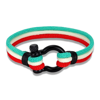 Pulsera Náutica Multicapa con Bandera de Argentina – Unisex, con Grillete de Acero Inoxidable y Cierre Estilo Barco