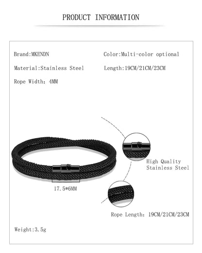 Pulsera Minimalista de Cuerda Roja de la Suerte – Doble Capa Unisex con Cierre Magnético Negro 316L