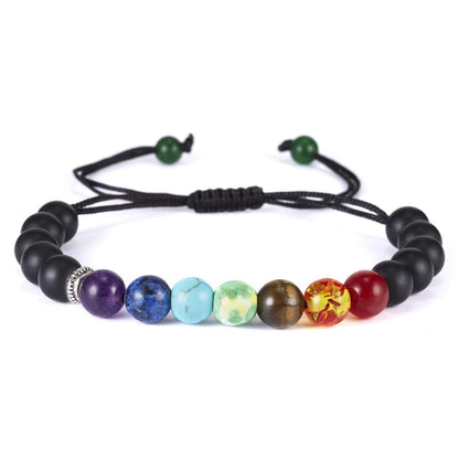 Pulsera de Piedra Volcánica – Elástica y Unisex, con Cuentas de Colores