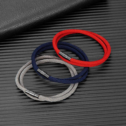 Pulsera Minimalista de Cuerda Roja de la Suerte – Doble Capa Unisex con Cierre Magnético Negro 316L