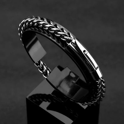 Pulsera de Cadena de Bicicleta Estilo Punk Rock para Hombre – Acero Inoxidable Chapado en Oro 18K con Cierre Magnético