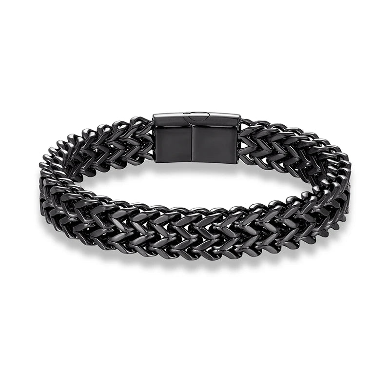 Pulsera de Cadena Cubana Ancha para Hombre – Estilo Punk de 12 mm en Acero Inoxidable, Ideal para Motociclistas