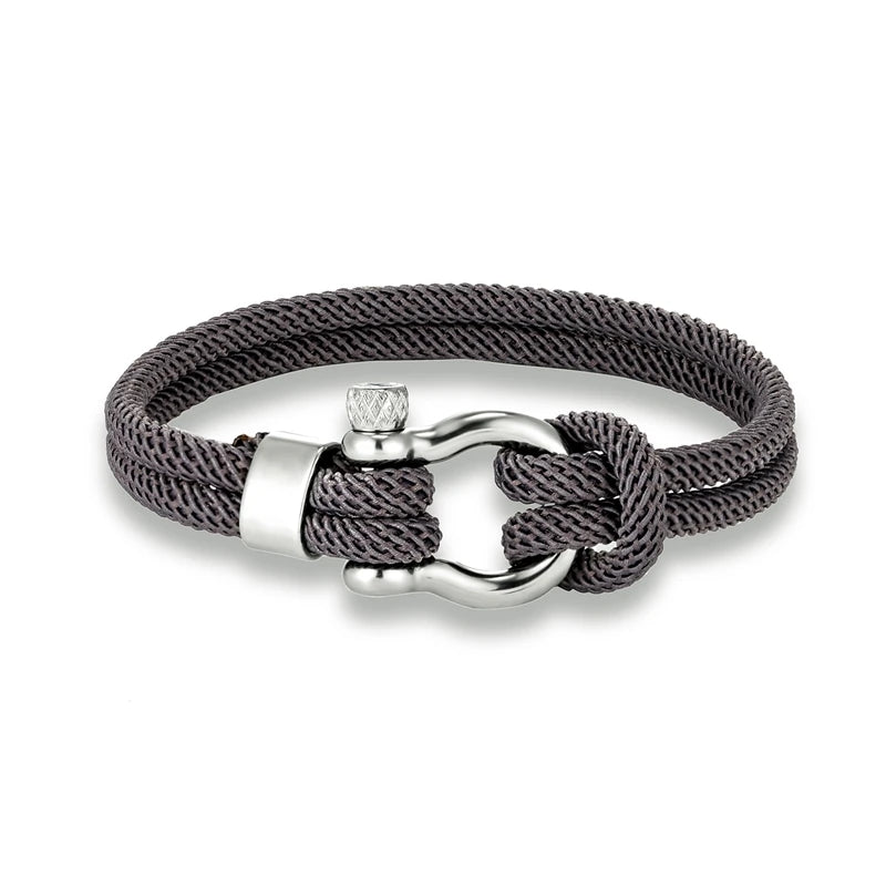Pulsera Náutica Minimalista de Doble Hebra – Supervivencia con Cierre de Perno y Hebilla Deportiva de Acero Inoxidable Unisex