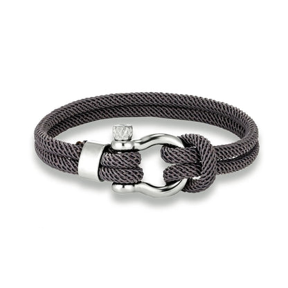 Pulsera Náutica Minimalista de Doble Hebra – Supervivencia con Cierre de Perno y Hebilla Deportiva de Acero Inoxidable Unisex