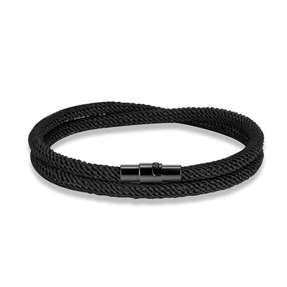 Pulsera Minimalista de Cuerda Roja de la Suerte – Doble Capa Unisex con Cierre Magnético Negro 316L