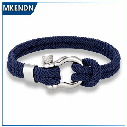 Pulsera Náutica Minimalista de Doble Hebra – Supervivencia con Cierre de Perno y Hebilla Deportiva de Acero Inoxidable Unisex