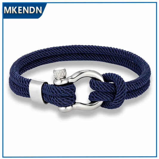 Pulsera Náutica Minimalista de Doble Hebra – Supervivencia con Cierre de Perno y Hebilla Deportiva de Acero Inoxidable Unisex