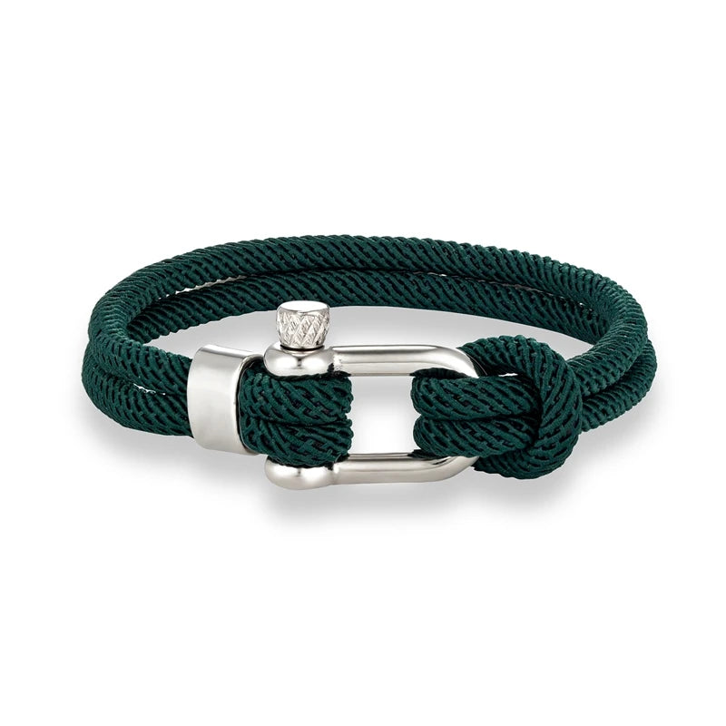 Pulsera Náutica Minimalista Unisex – Cuerda Doble con Hebilla en U de Acero Inoxidable