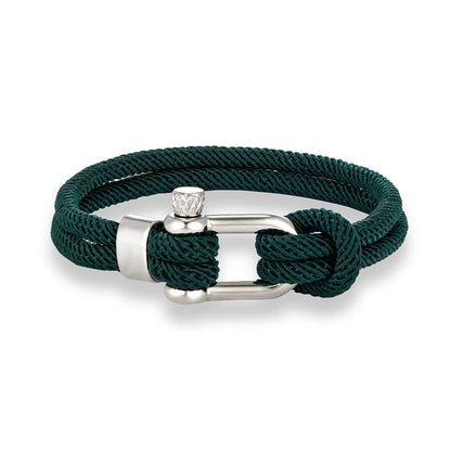 Pulsera Náutica Minimalista Unisex – Cuerda Doble con Hebilla en U de Acero Inoxidable