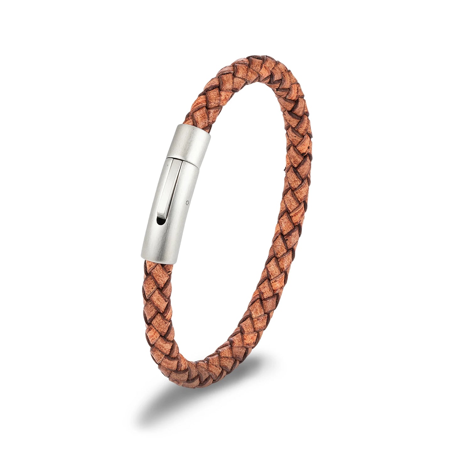 Pulsera de Cuero Azul Trenzado para Hombre – Estilo Minimalista con Hebilla Magnética Negra de Acero Inoxidable