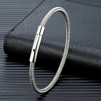 Pulsera de Alambre de Acero para Hombre – Estilo Punk Minimalista, Antidesgaste y Antidecoloración