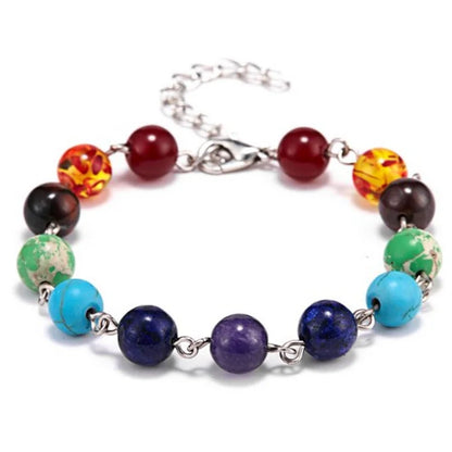 Pulsera de Piedra Volcánica – Elástica y Unisex, con Cuentas de Colores
