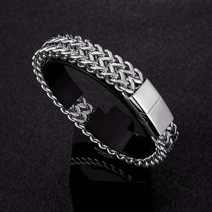 Pulsera de Cadena Cubana Ancha para Hombre – Estilo Punk de 12 mm en Acero Inoxidable, Ideal para Motociclistas