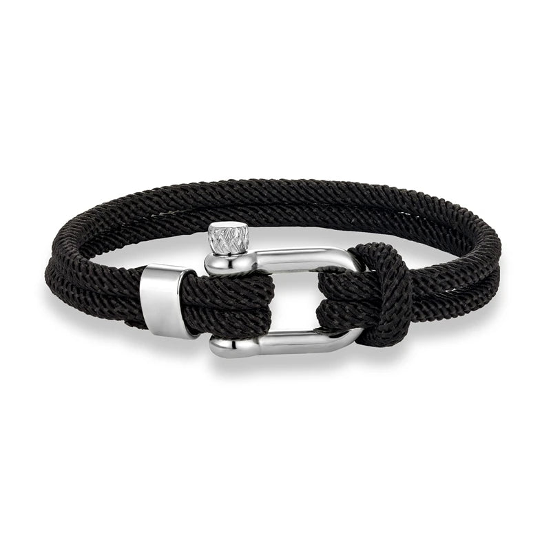 Pulsera Náutica Minimalista Unisex – Cuerda Doble con Hebilla en U de Acero Inoxidable