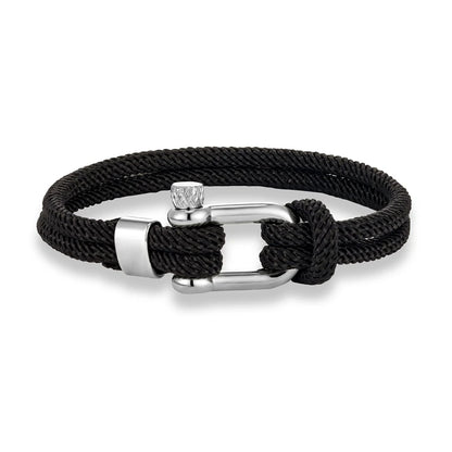 Pulsera Náutica Minimalista Unisex – Cuerda Doble con Hebilla en U de Acero Inoxidable