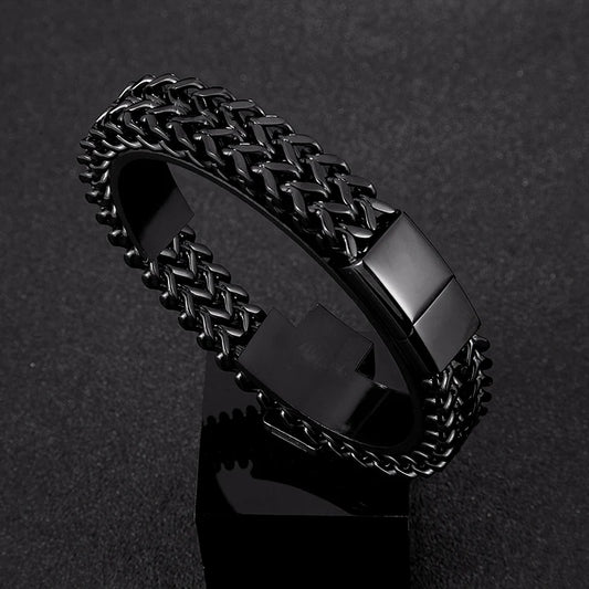 Pulsera de Cadena Cubana Ancha para Hombre – Estilo Punk de 12 mm en Acero Inoxidable, Ideal para Motociclistas