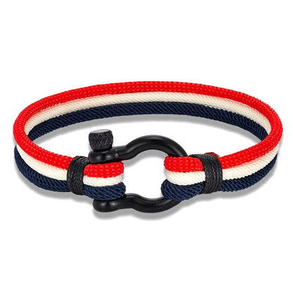 Pulsera Náutica Multicapa con Bandera de Argentina – Unisex, con Grillete de Acero Inoxidable y Cierre Estilo Barco