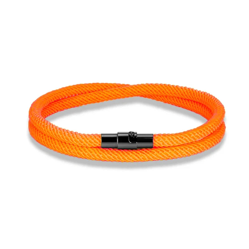 Pulsera Minimalista de Cuerda Roja de la Suerte – Doble Capa Unisex con Cierre Magnético Negro 316L