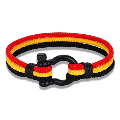 Pulsera Náutica Multicapa con Bandera de Argentina – Unisex, con Grillete de Acero Inoxidable y Cierre Estilo Barco
