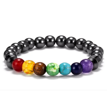 Pulsera de Piedra Volcánica – Elástica y Unisex, con Cuentas de Colores