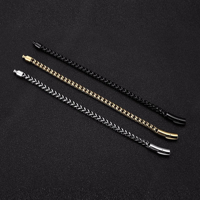 Pulsera de Cadena de Bicicleta Estilo Punk Rock para Hombre – Acero Inoxidable Chapado en Oro 18K con Cierre Magnético