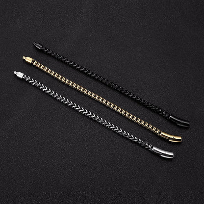 Pulsera de Cadena de Bicicleta Estilo Punk Rock para Hombre – Acero Inoxidable Chapado en Oro 18K con Cierre Magnético