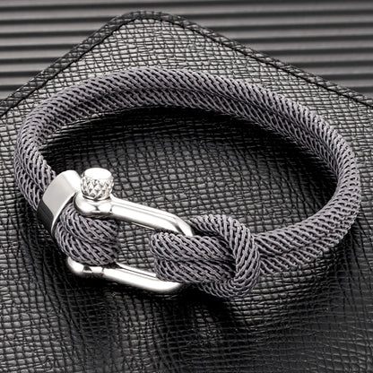 Pulsera Náutica Minimalista Unisex – Cuerda Doble con Hebilla en U de Acero Inoxidable
