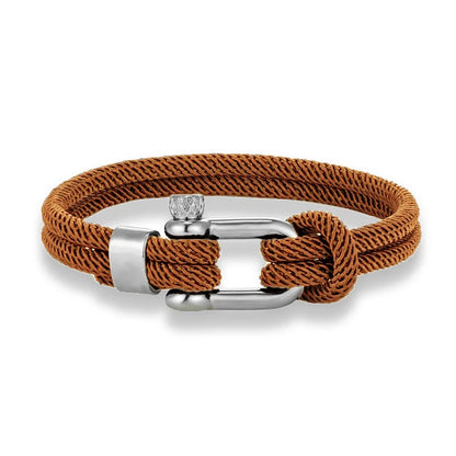 Pulsera Náutica Minimalista Unisex – Cuerda Doble con Hebilla en U de Acero Inoxidable