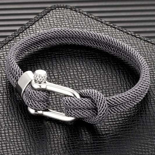 Pulsera Náutica Minimalista Unisex – Cuerda Doble con Hebilla en U de Acero Inoxidable