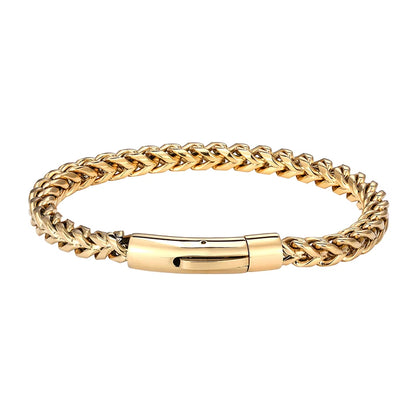 Pulsera de Cadena de Bicicleta Estilo Punk Rock para Hombre – Acero Inoxidable Chapado en Oro 18K con Cierre Magnético