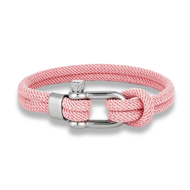 Pulsera Náutica Minimalista Unisex – Cuerda Doble con Hebilla en U de Acero Inoxidable