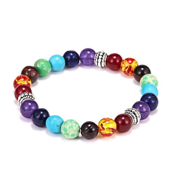 Pulsera de Piedra Volcánica – Elástica y Unisex, con Cuentas de Colores