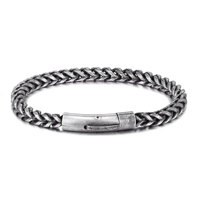 Pulsera de Cadena de Bicicleta Estilo Punk Rock para Hombre – Acero Inoxidable Chapado en Oro 18K con Cierre Magnético