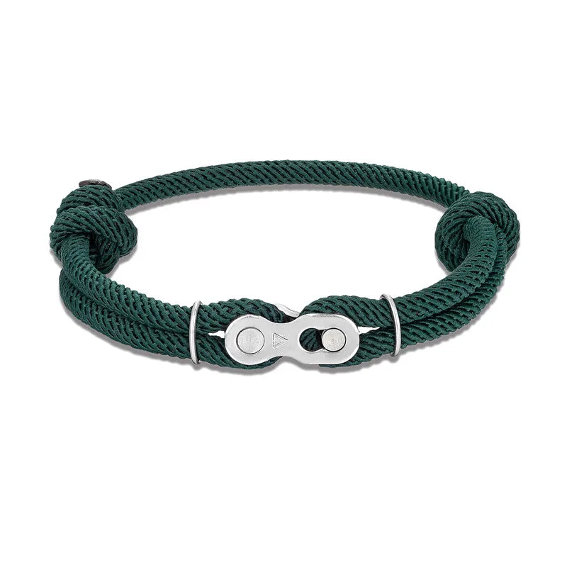 Pulsera de Cadena de Bicicleta para Hombre – Estilo Punk Rock con Cuerda Ajustable