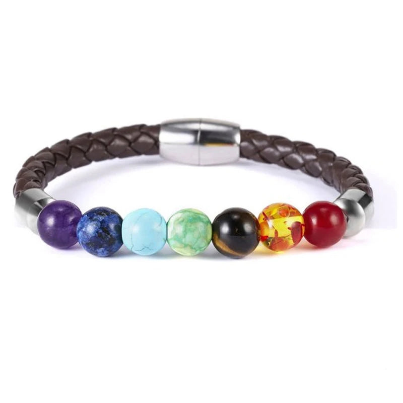 Pulsera de Piedra Volcánica – Elástica y Unisex, con Cuentas de Colores