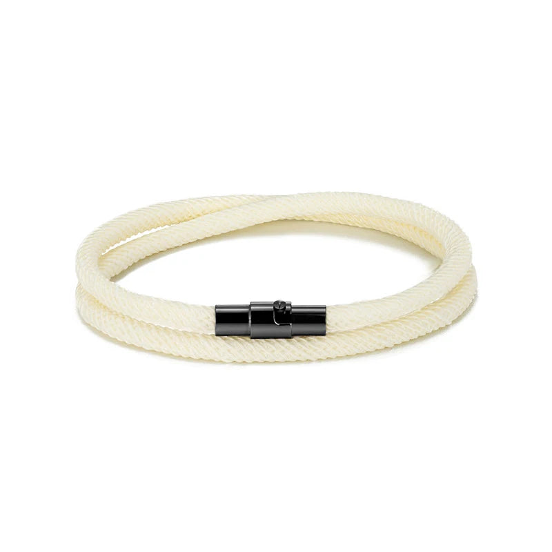 Pulsera Minimalista de Cuerda Roja de la Suerte – Doble Capa Unisex con Cierre Magnético Negro 316L