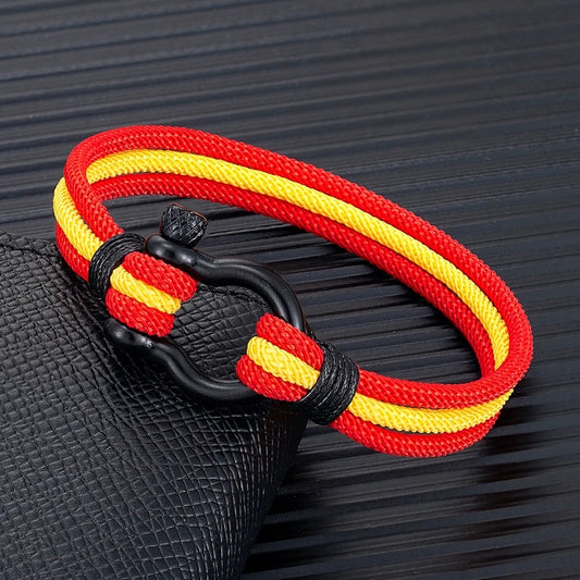 Pulsera Náutica Multicapa con Bandera de Argentina – Unisex, con Grillete de Acero Inoxidable y Cierre Estilo Barco