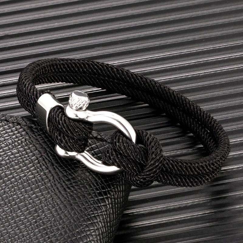 Pulsera Náutica Minimalista de Doble Hebra – Supervivencia con Cierre de Perno y Hebilla Deportiva de Acero Inoxidable Unisex