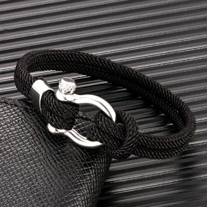 Pulsera Náutica Minimalista de Doble Hebra – Supervivencia con Cierre de Perno y Hebilla Deportiva de Acero Inoxidable Unisex