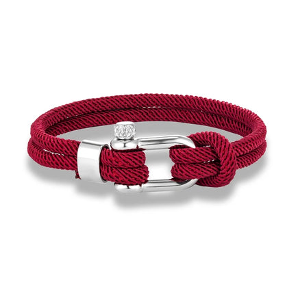 Pulsera Náutica Minimalista Unisex – Cuerda Doble con Hebilla en U de Acero Inoxidable