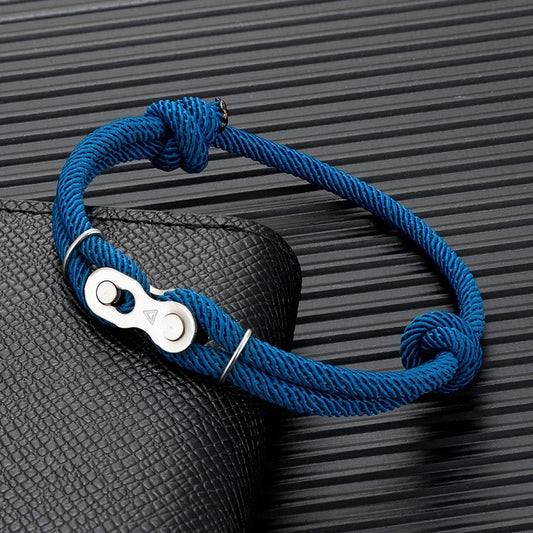 Pulsera de Cadena de Bicicleta para Hombre – Estilo Punk Rock con Cuerda Ajustable