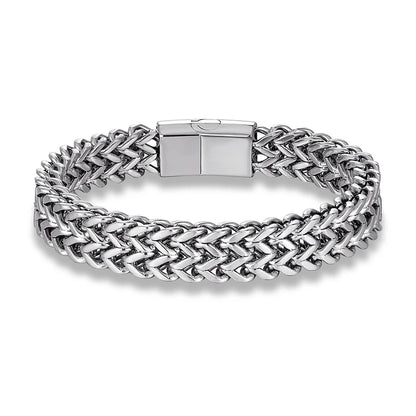 Pulsera de Cadena Cubana Ancha para Hombre – Estilo Punk de 12 mm en Acero Inoxidable, Ideal para Motociclistas