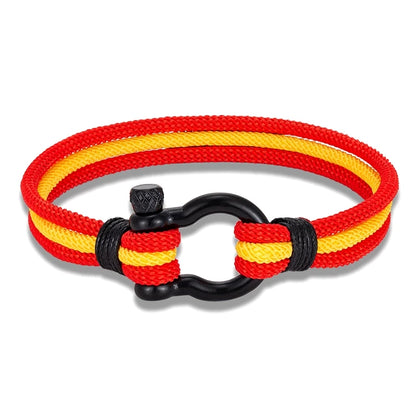 Pulsera Náutica Multicapa con Bandera de Argentina – Unisex, con Grillete de Acero Inoxidable y Cierre Estilo Barco