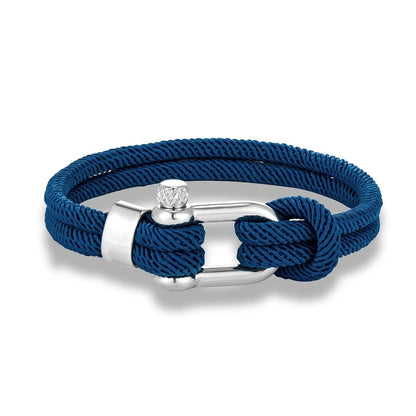 Pulsera Náutica Minimalista Unisex – Cuerda Doble con Hebilla en U de Acero Inoxidable