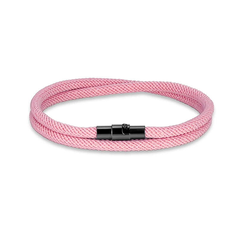 Pulsera Minimalista de Cuerda Roja de la Suerte – Doble Capa Unisex con Cierre Magnético Negro 316L