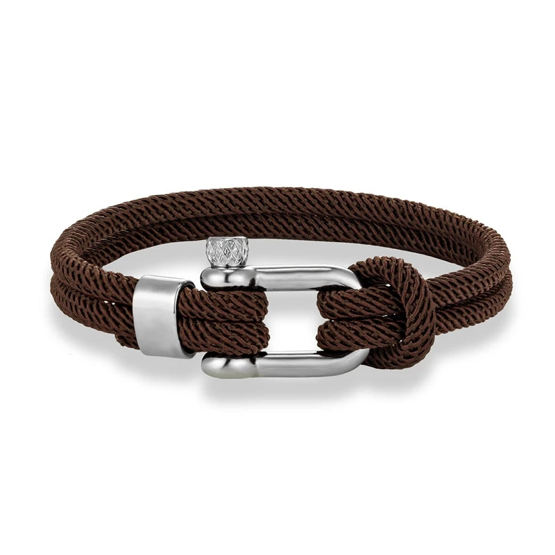 Pulsera Náutica Minimalista Unisex – Cuerda Doble con Hebilla en U de Acero Inoxidable