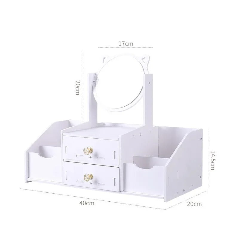 Organizador de Maquillaje con Espejo Gato
